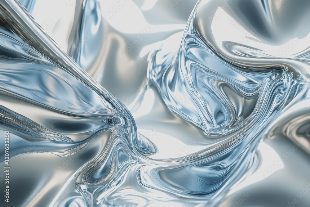 Poster abstract liquid metal fluidity fluid lines distorted lines abstract futuristic shapes in the air.