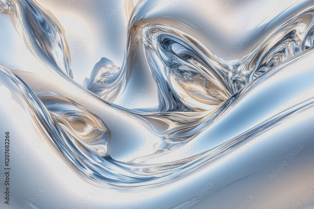 Poster abstract liquid metal fluidity fluid lines distorted lines abstract futuristic shapes in the air.