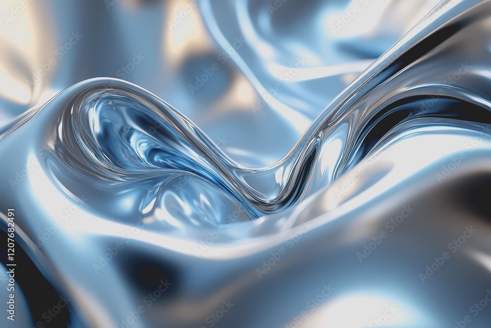 Poster abstract liquid metal fluidity fluid lines distorted lines abstract futuristic shapes in the air.