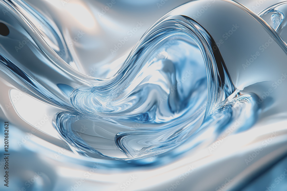 Poster abstract liquid metal fluidity fluid lines distorted lines abstract futuristic shapes in the air.