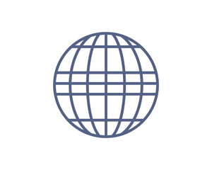Simple yet striking blue globe icon perfect for website design, app interfaces, presentations, and global concepts.  Clean lines and minimalist style ensure versatility across various projects.