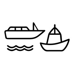 Boat, Yacht, and Rowboat Icon – Perfect for Nautical and Travel Designs