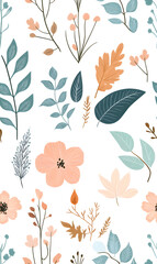 floral flower and leaf elements modern doodle illustrator seamless pattern for wallpaper or background