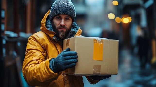  delivery person handing over a parcel