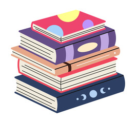 Vector isolated stack of books in simple flat style