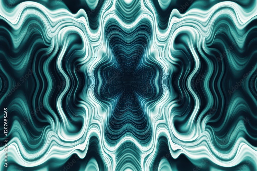 Aufkleber symmetrical waves create an engaging abstract pattern in various shades of blue