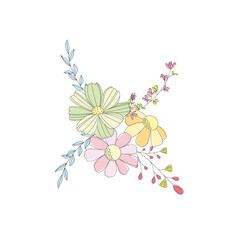 パステルカラーの可愛い花束