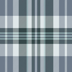 Crossed tartan fabric background, classic check seamless textile. Modern vector plaid pattern texture in pastel and sterling silver colors.