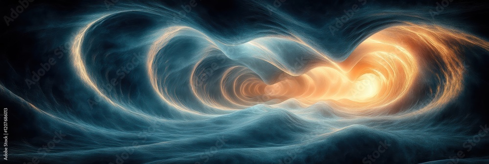 Poster symmetrical waves create a vibrant abstract pattern of motion and color