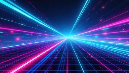 Dynamic light trails digital universe abstract visuals futuristic environment perspective concept
