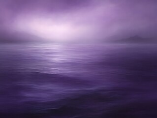 Obraz premium Purple misty ocean landscape at dawn.
