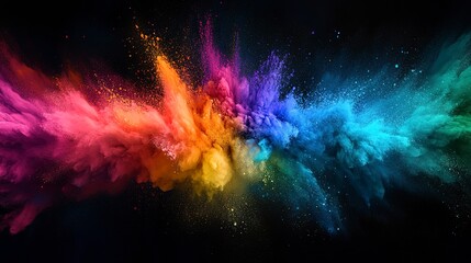 Bright colorful paint splash, blending vibrant rainbow hues
