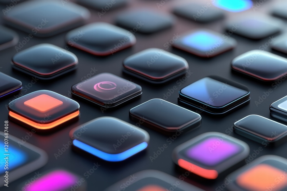 Poster innovative mobile application buttons showcasing modern design and functionality