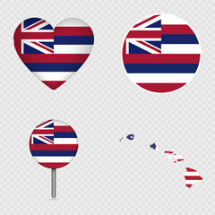 Hawaii State Flag Icons Pack. Vector illustration.