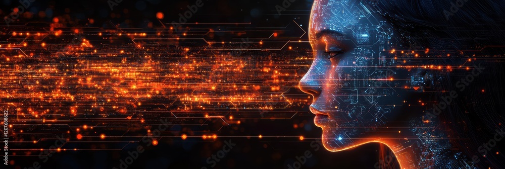Poster futuristic technology and artificial intelligence merge in a dynamic visual representation