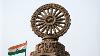 Ancient Indian Army Uniform Insignia with Ashoka Chakra, vintage style, ashoka chakra, indian tricolor badges