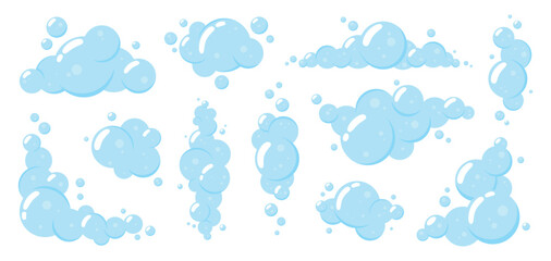 Cartoon isolated soap foam. Bubbles elements borders, foam for hand washing, shower or bath. Laundry and cleaning, shampoo gel soda racy vector effects