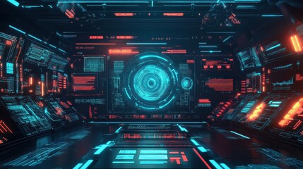 Fototapeta premium Digital in flat design front view modern technology theme animation vivid 