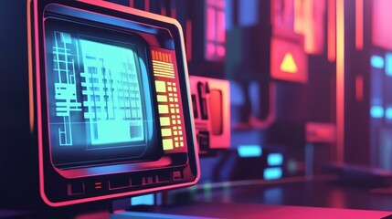 Obraz premium Digital in flat design front view modern technology theme animation vivid 