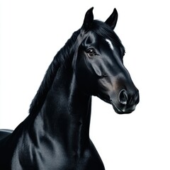 Obraz premium Majestic Black Horse Portrait Captured in Studio Setting with Detail
