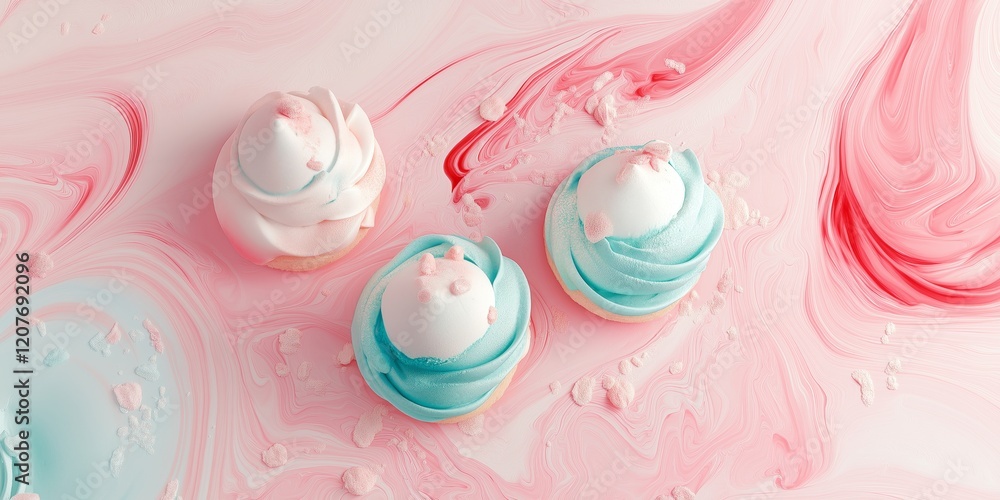 Aufkleber abstract background with desserts and sweets and soft gradient patterns with calming pastel hues, cl