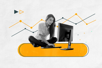 Trend artwork composite banner 3D photo collage of human resources manager worker entrepreneur...
