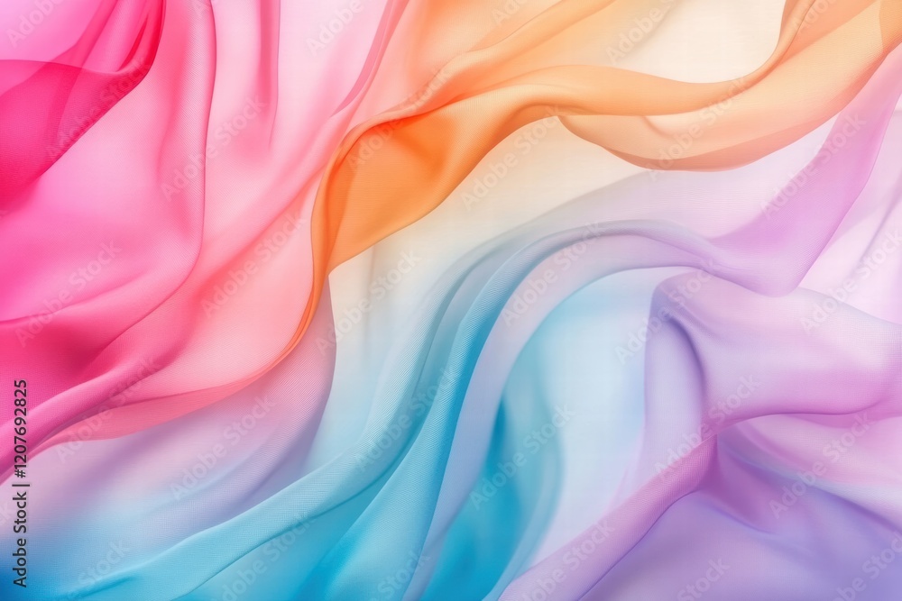 Poster colorful fabric waves create smooth gradients in soft tones