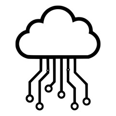 Cloud Computing Icon, Minimalist Technology Illustration for Data Storage, Networking, IT Services, Digital Transformation, and Cloud-Based Solutions