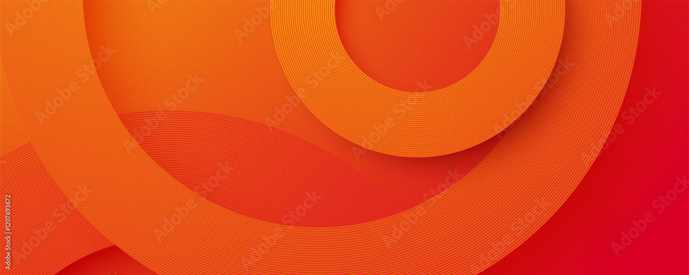 Leinwandbilder Orange circular shape abstract background dynamic lines design vector