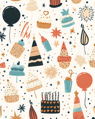 Luxurious and playful birthday celebration scenes and card
