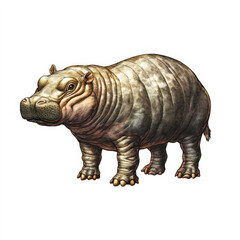 Fototapeta premium Detailed illustration of a pygmy hippopotamus