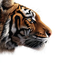 Fototapeta premium Majestic Profile of a Tiger with Striking Orange and Black Fur