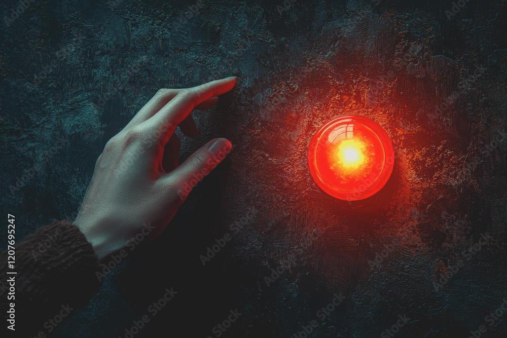 Poster hand holding a lit candle in a dark environment creating a warm and inviting atmosphere with a soft 