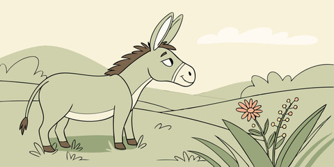 Obraz premium donkey in the meadow vector