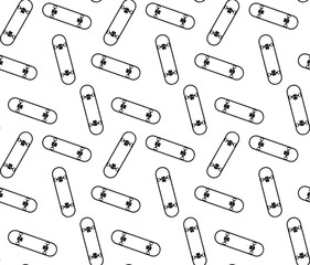 Simple Black Outline Skateboard Pattern on White Background