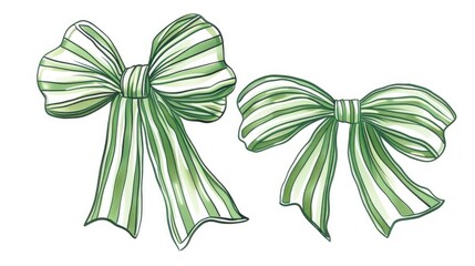 two green striped bows