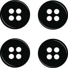Simple Black Button with Four Holes