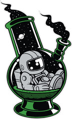 Astronaut in Space Bong: A Trippy Graphic Design