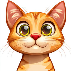 Fototapeta premium Cute orange tabby kitten portrait, big eyes, happy expression