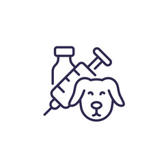 dog vaccination, vaccine line icon