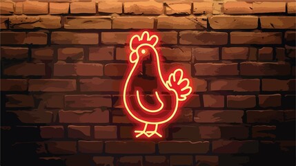 Vibrant Fried Chicken Neon Sign on Brick Wall Background for Restaurant Advertising