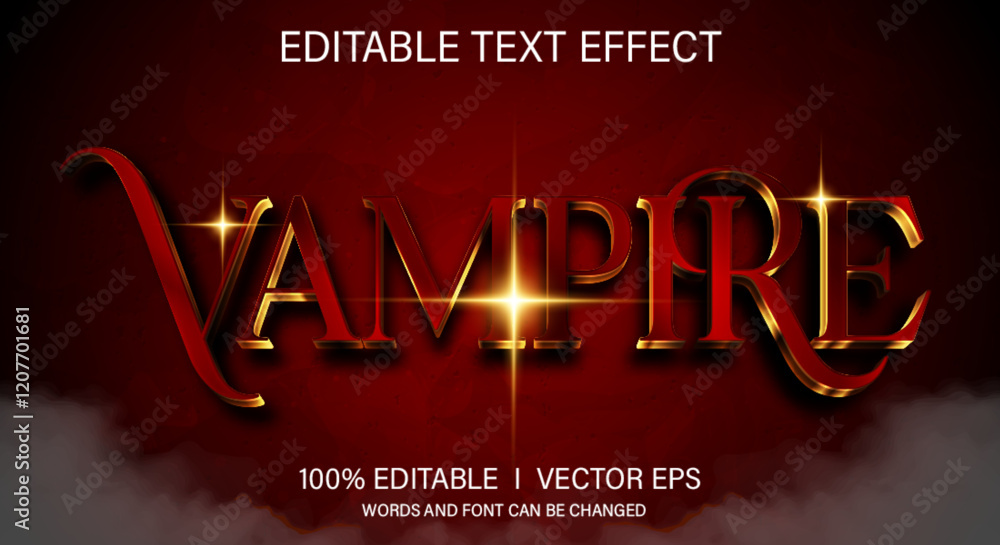 Poster vampire 3d vector text effect with modern style design