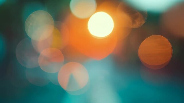 Abstract blurred background of nature with side effect. Colorful sun rays sparkle on sunset. Slow motion bokeh footage with shining glitter lights. Glowing festive lifestyle screensaver