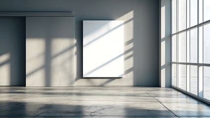 Fototapeta premium Contemporary concrete interior with empty banner 