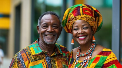 Fototapeta premium African american couple celebrating Juneteenth, african liberation day. Juneteenth Parade and Festival. Black History Month