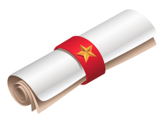 Rolled Paper Scroll with Red Band and Golden Star