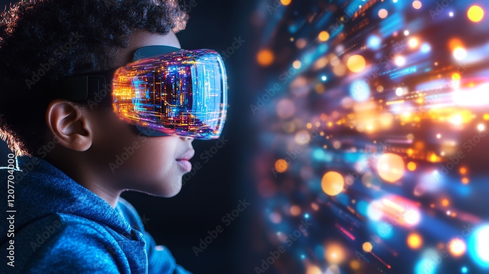 Poster exploring virtual realities with immersive technology in a modern environment