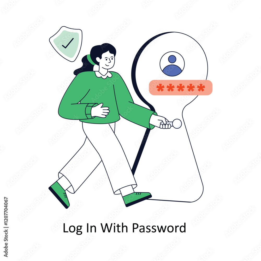 Poster log in with password flat style design vector illustration. stock illustration