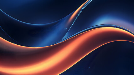 Obraz premium A smooth and elegant abstract digital background featuring flowing curves of deep blue and vibrant orange tones