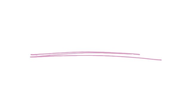 Hand-drawn underline highlighter animation, sketching elements on a transparent background, alpha channel.
